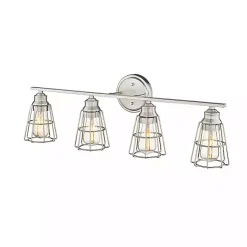 Kirklands Home Flush Mount Lighting|Brushed Nickel Cage Shade Vanity Light Silver