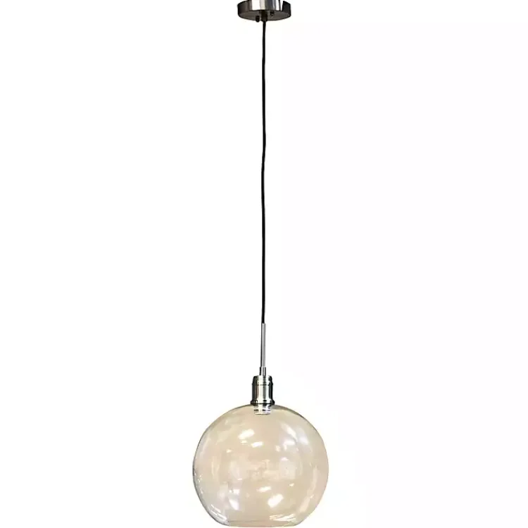 Kirklands Home Chandeliers & Pendant Lighting|Brushed Nickel Glass Globe Pendant Light Silver
