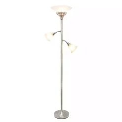 Kirklands Home Floor Lamps|Brushed Nickel 3-Scallop Glass Floor Lamp Gray