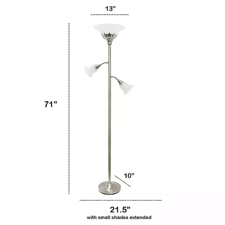Kirklands Home Floor Lamps|Brushed Nickel 3-Scallop Glass Floor Lamp Gray