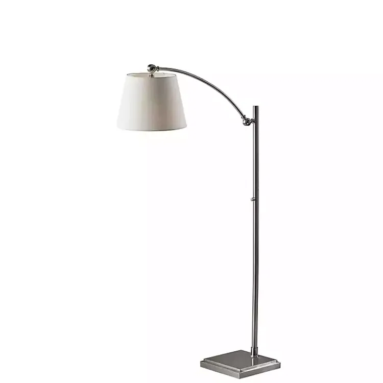 Kirklands Home Floor Lamps|Brushed Adjustable Arm Floor Lamp Silver
