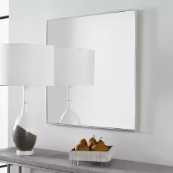 Kirklands Home Decorative Mirrors|Brushed Metal Square Framed Mirror Silver