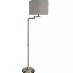 Kirklands Home Floor Lamps|Brushed Steel Adjustable Swing Arm Floor Lamp Tan