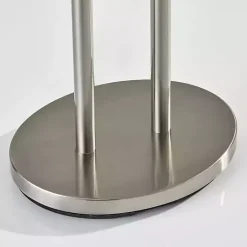 Kirklands Home Floor Lamps|Brushed Steel Double-Bulb Oval Floor Lamp Ivory