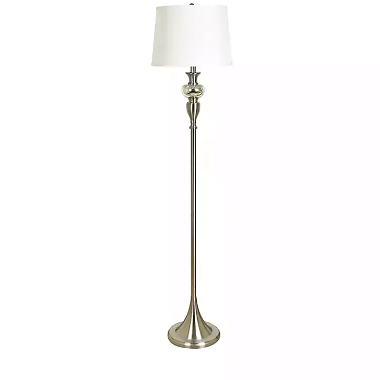 Kirklands Home Floor Lamps|Brushed Steel Fluted Floor Lamp White
