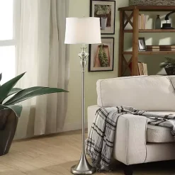 Kirklands Home Floor Lamps|Brushed Steel Fluted Floor Lamp White