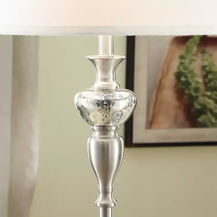 Kirklands Home Floor Lamps|Brushed Steel Fluted Floor Lamp White