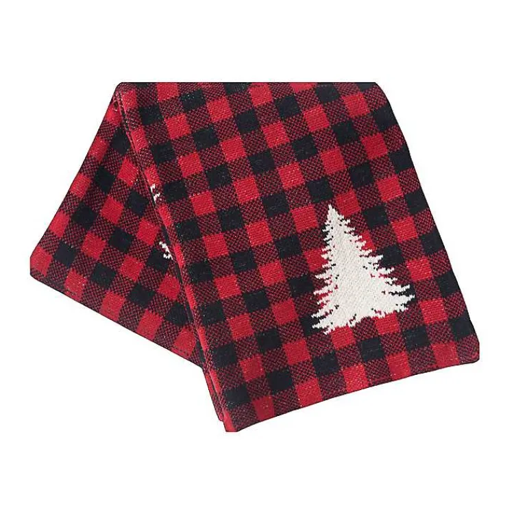 Hot Buffalo Check Christmas Tree Throw Blankets & Throws