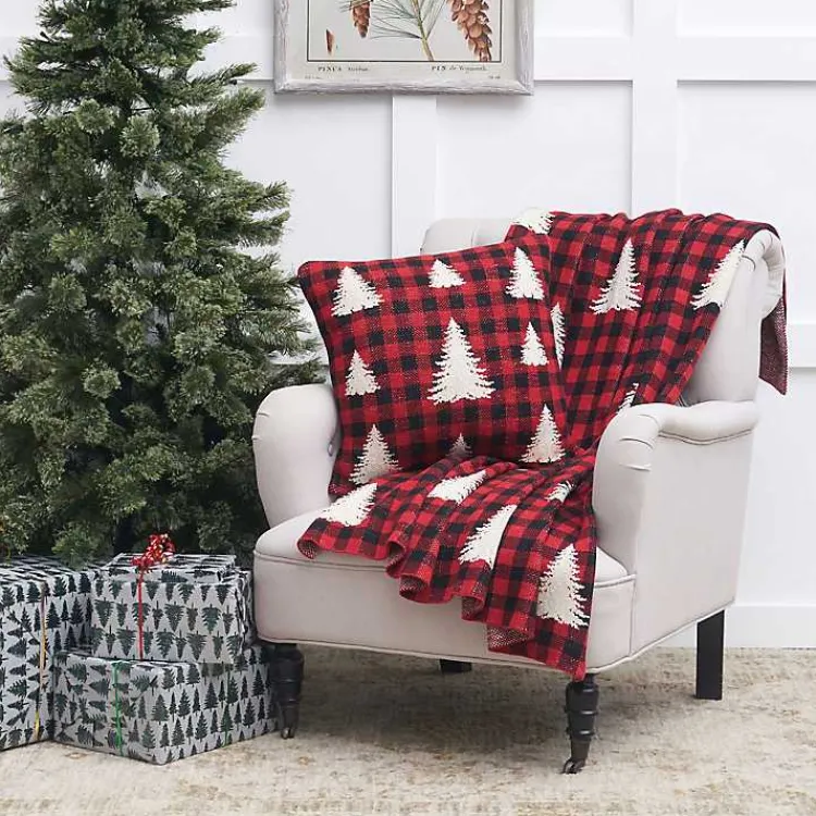 Hot Buffalo Check Christmas Tree Throw Blankets & Throws