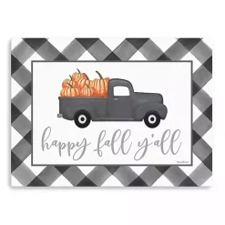 New Buffalo Check Happy Fall Truck Giclee Canvas Print Fall