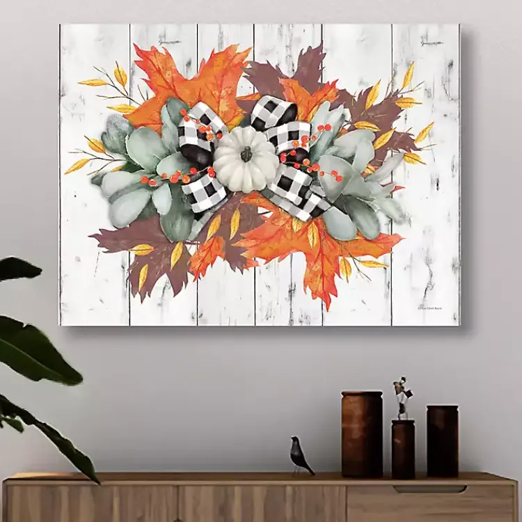 Sale Buffalo Check Pumpkin Swag Canvas Art Print Fall