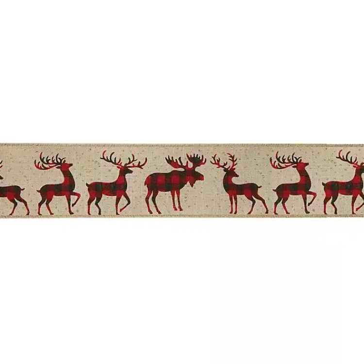 Clearance Buffalo Plaid Reindeer 16 yard Christmas Ribbon Christmas Tree Decorations
