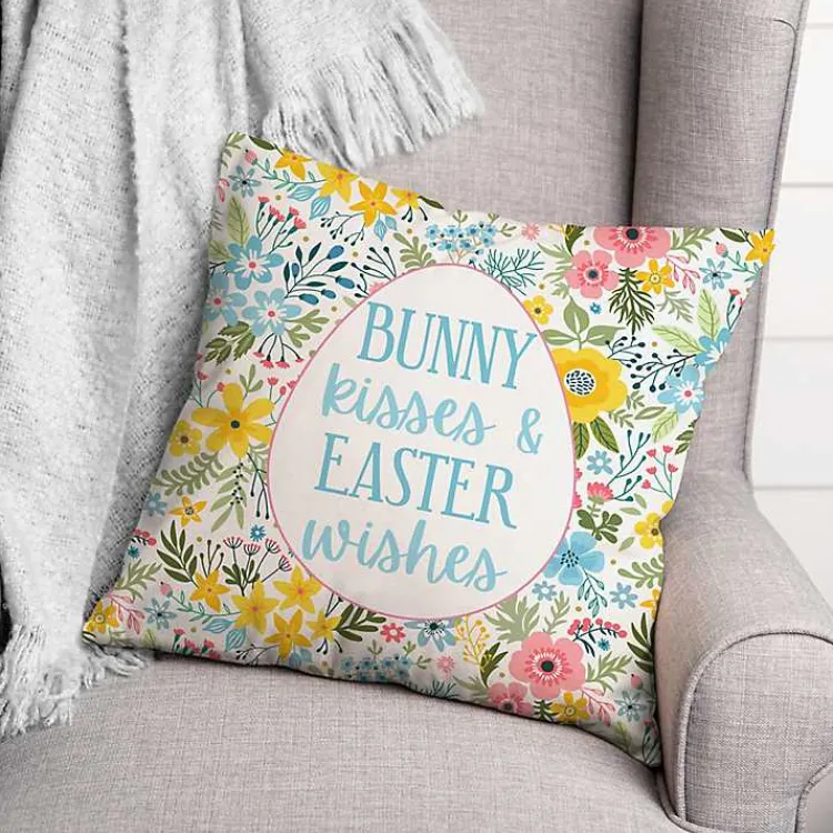 Clearance Bunny Kisses and Easter Wishes Pillow Easter Decorations