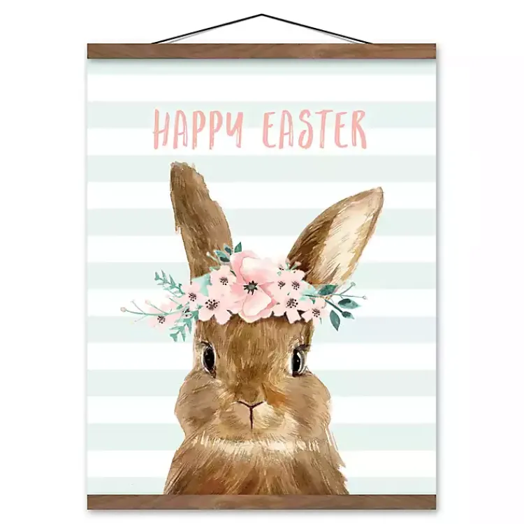 Clearance Bunny with Floral Crown Hanging Canvas Print Easter Decorations