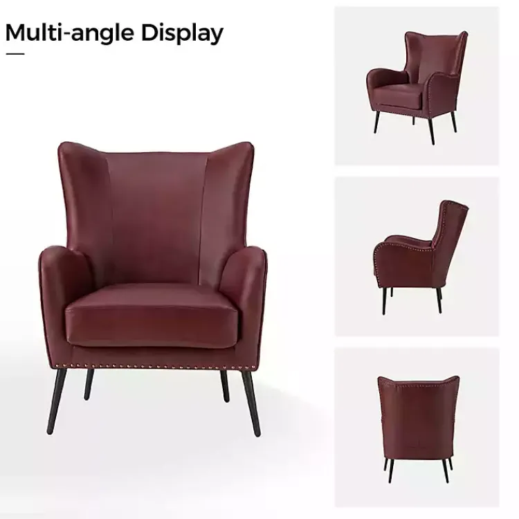 Kirklands Home Accent Chairs|Burgundy Faux Leather Accent Chair Red