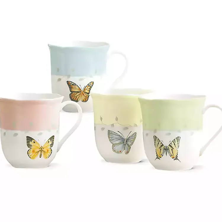 Kirklands Home Glassware & Drinkware|Butterfly Meadow Mugs, Set of 4