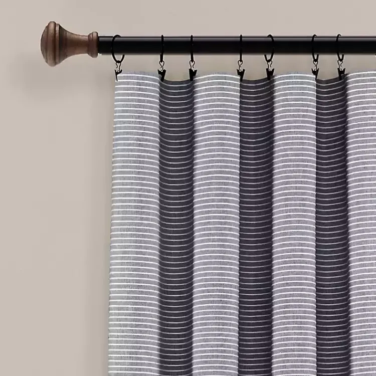 Kirklands Home Curtains & Drapes|Buttons and Stripes Curtain Panel Set, 84 in. Gray