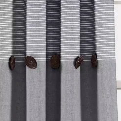 Kirklands Home Curtains & Drapes|Buttons and Stripes Curtain Panel Set, 84 in. Gray