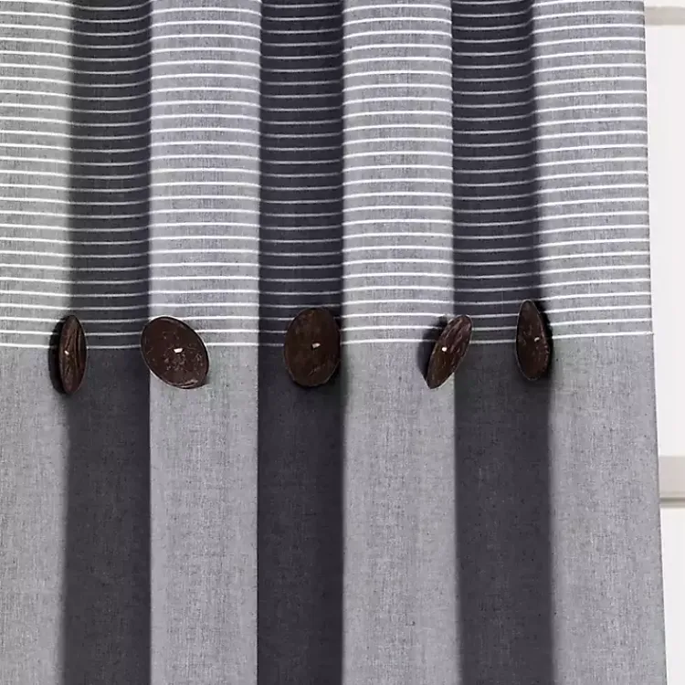 Kirklands Home Curtains & Drapes|Buttons and Stripes Curtain Panel Set, 84 in. Gray