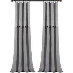 Kirklands Home Curtains & Drapes|Buttons and Stripes Curtain Panel Set, 84 in. Gray