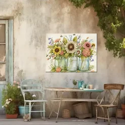 Kirklands Home Outdoor Wall Decor|Buzzing Bouquets Outdoor Canvas Art Print Multi