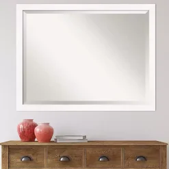 Kirklands Home Decorative Mirrors|Cabinet White Narrow Frame Beveled Mirror