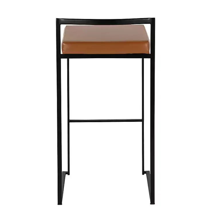 Kirklands Home Bar Stools & Counter Height Stools|Camel Faux Leather Stackable Bar Stools, Set of 2 Tan