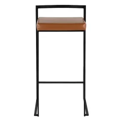 Kirklands Home Bar Stools & Counter Height Stools|Camel Faux Leather Stackable Bar Stools, Set of 2 Tan