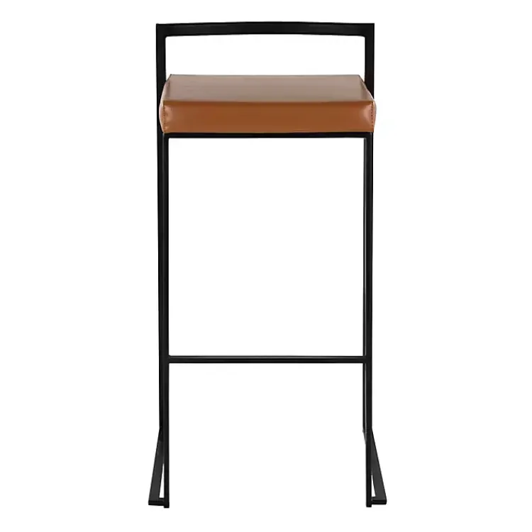 Kirklands Home Bar Stools & Counter Height Stools|Camel Faux Leather Stackable Bar Stools, Set of 2 Tan