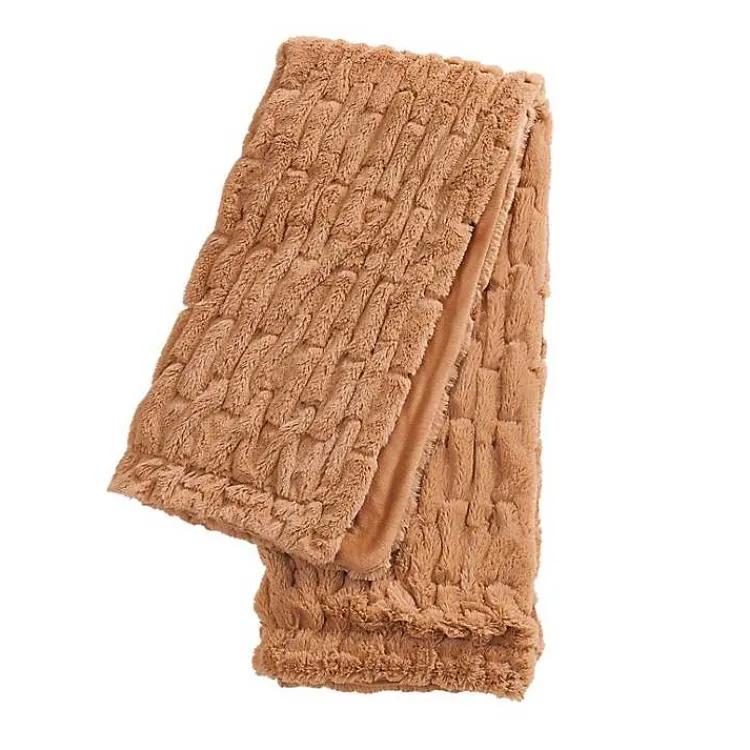 Hot Camel Fluffy Faux Fur Cotton Throw Blankets & Throws