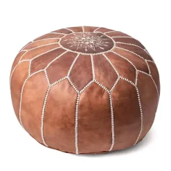 Discount Camel Moroccan Leather Pouf Poufs & Floor Cushions