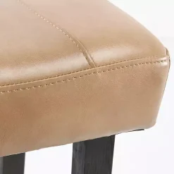 Kirklands Home Bar Stools & Counter Height Stools|Camel Wood and Leather Backless Stool Tan