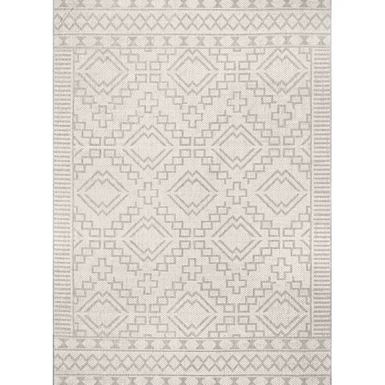 Kirklands Home Outdoor Rugs|Cammie Gray Moroccan Geometric Outdoor Rug, 5x8