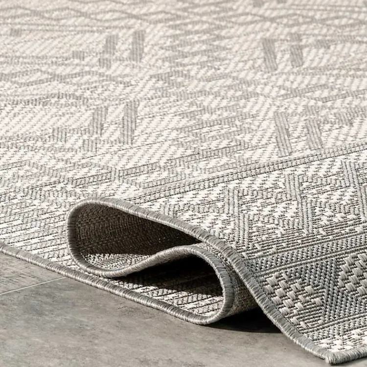 Kirklands Home Outdoor Rugs|Cammie Gray Moroccan Geometric Outdoor Rug, 5x8