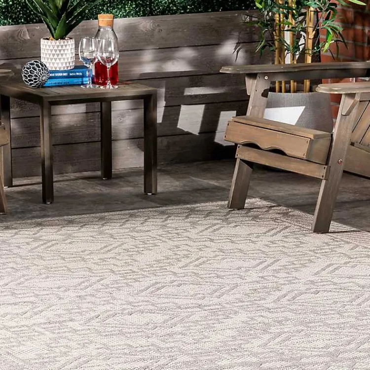 Kirklands Home Outdoor Rugs|Cammie Gray Moroccan Geometric Outdoor Rug, 5x8