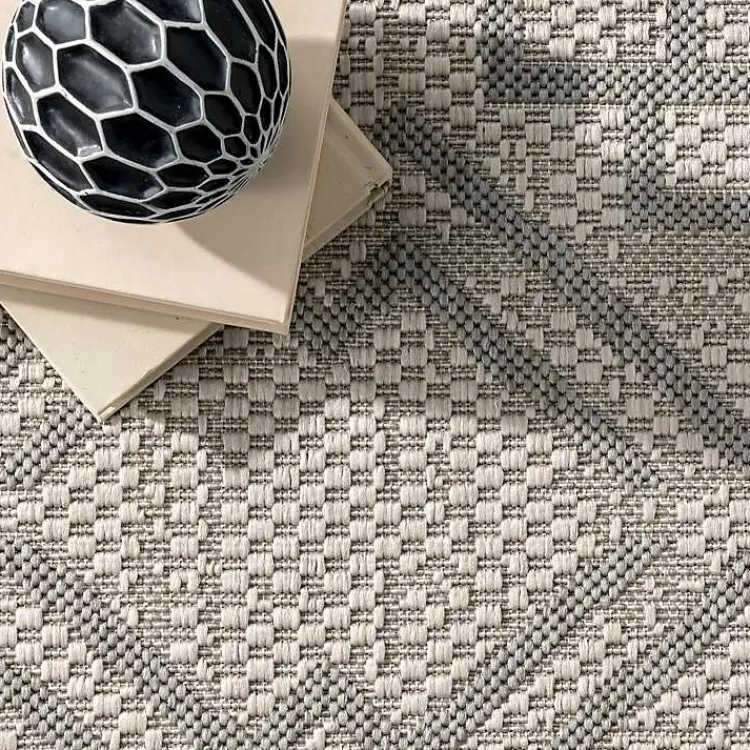 Kirklands Home Outdoor Rugs|Cammie Gray Moroccan Geometric Outdoor Rug, 5x8