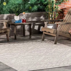 Kirklands Home Outdoor Rugs|Cammie Gray Moroccan Geometric Outdoor Rug, 8x10