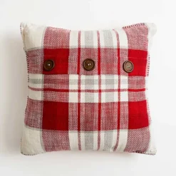 Outlet Candy Cane Plaid Button Pillow Christmas Pillows