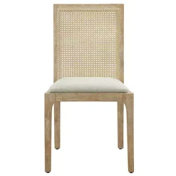 Kirklands Home Dining Chairs|Cane Back Upholstered Wood Dining Chairs, Set of 2 Tan