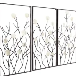 Kirklands Home Wall Plaques|Capiz Flowers Metal Wall Plaques, Set of 3