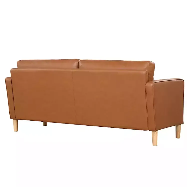 Kirklands Home Sofas & Loveseats|Caramel Faux Leather Chelsea Sofa Brown