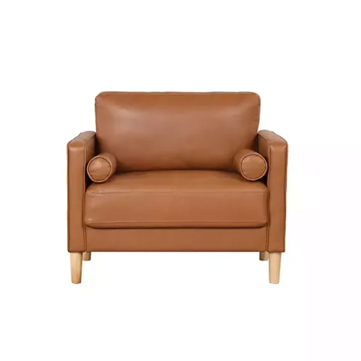 Kirklands Home Accent Chairs|Caramel Faux Leather Chelsea Accent Chair Brown