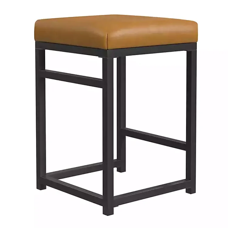 Kirklands Home Bar Stools & Counter Height Stools|Caramel Faux Leather Upholstered Counter Stool Tan