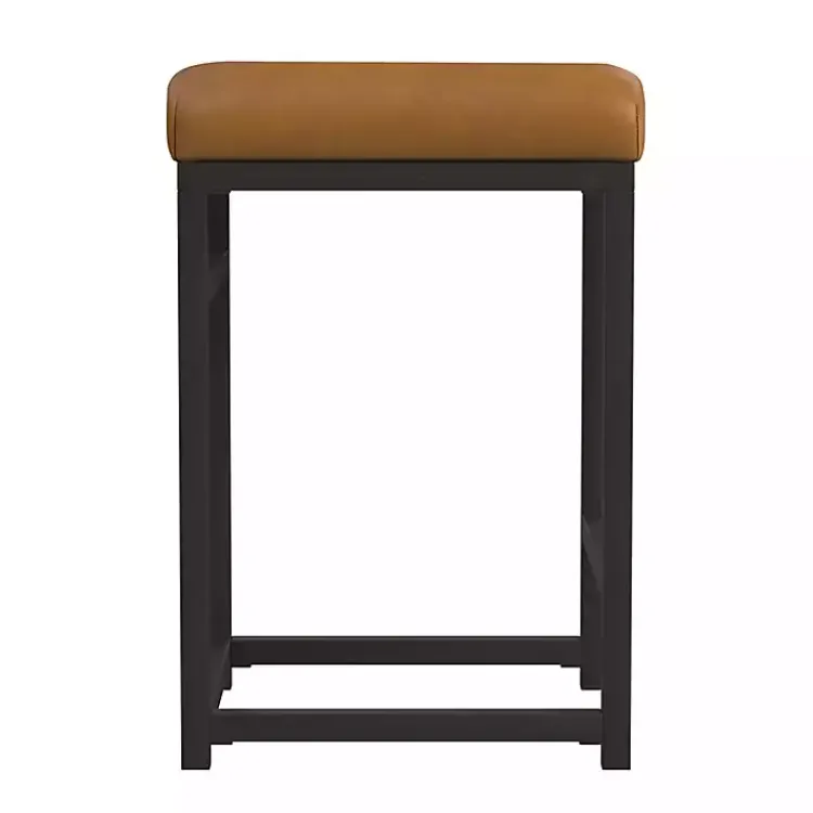 Kirklands Home Bar Stools & Counter Height Stools|Caramel Faux Leather Upholstered Counter Stool Tan