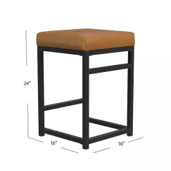 Kirklands Home Bar Stools & Counter Height Stools|Caramel Faux Leather Upholstered Counter Stool Tan