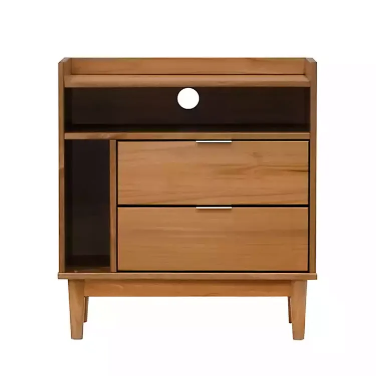 Kirklands Home Nightstands|Caramel Pine 2-Drawer Nightstand Brown
