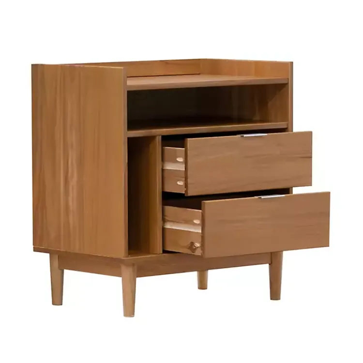 Kirklands Home Nightstands|Caramel Pine 2-Drawer Nightstand Brown