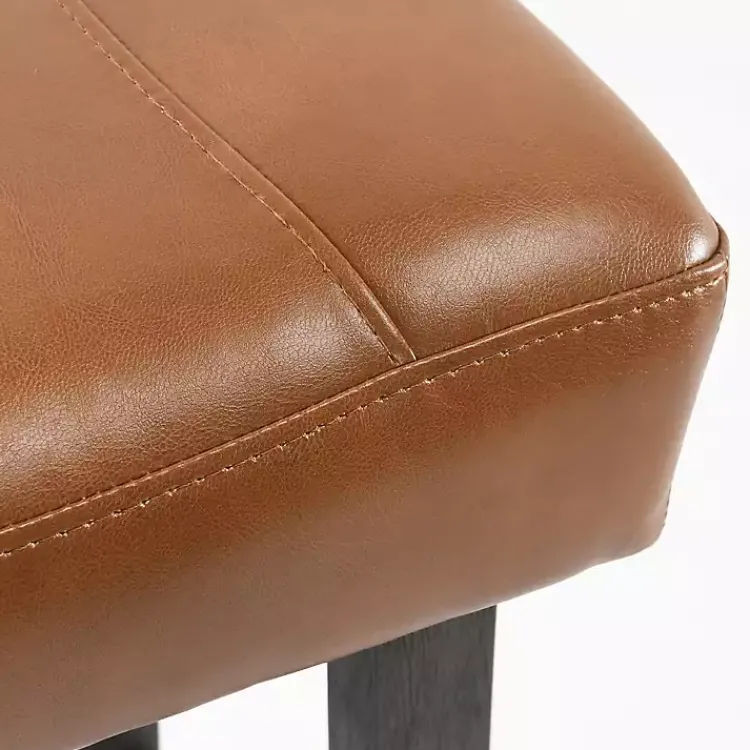 Kirklands Home Bar Stools & Counter Height Stools|Caramel Wood and Faux Leather Backless Stool Brown