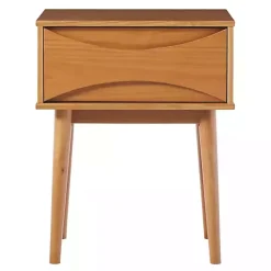Kirklands Home Nightstands|Caramel Wood Mid-Century Modern Nightsd Tan
