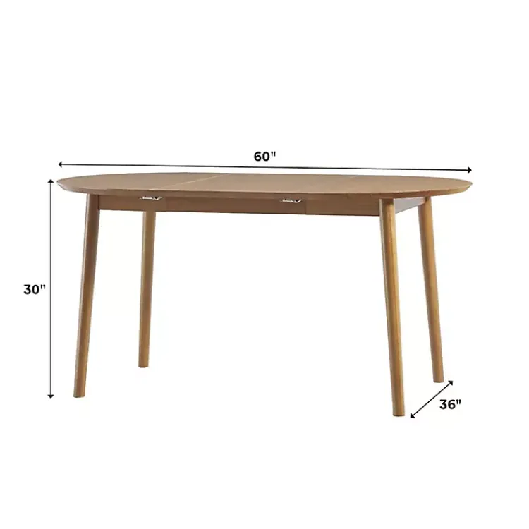 Kirklands Home Dining Tables|Caramel Wood Oval Dining Table with Leaf Tan